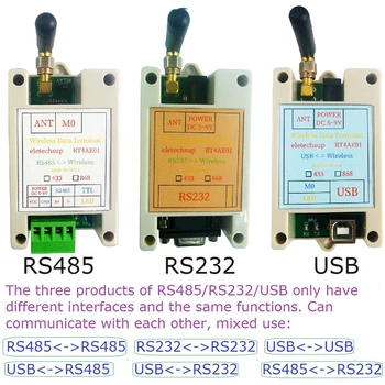 RS232 RS485 USB אלחוטי המשדר -40 עד +20dBm 433Mhz 868Mhz משדר / מקלט VHF/UHF רדיו מודם 4.8 V-9V