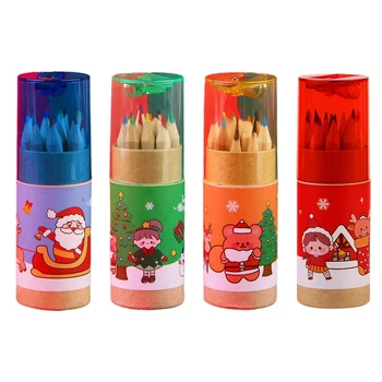 12 צבעים גבוהה-ציון עפרונות צבעוניים עפרונות צביעה מסיבת חג המולד עבור ילדים תלמידי אמנות ציור שהופך את הכרטיס J60A