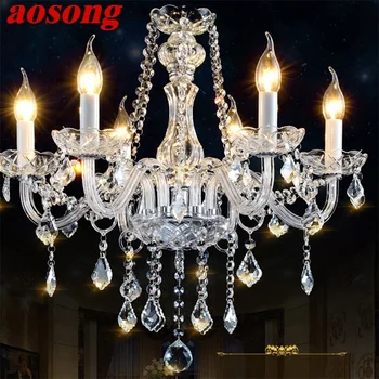AOSONG בסגנון אירופאי נברשת מנורות LED נרות תליון תלוי אור יוקרה גופי על עיצוב הבית וילה הול