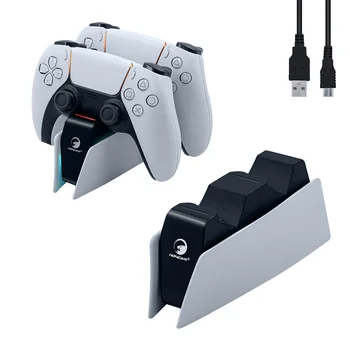 Honcam בקר כפול מטען לעמוד עם טעינה מהירה עבור PS5 DualSense Gamepad כולל סוג-C כבל (HC-A3705)