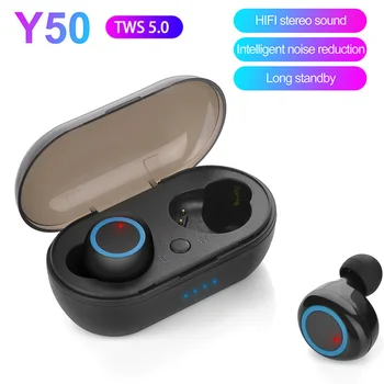חדש, Y50 TWS Bluetooth אוזניות אוזניות 5.0 Hifi אוזניות סטריאו אלחוטיות בתוך האוזן בקרת מגע אוזניות PK Y30 E7 E6S A6S F1 i7