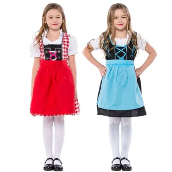 S-XL ילדים אוקטוברפסט תלבושות אחידה גרמנית ילדים ילדה בירה עוזרת היידי תחפושת בוואריה שמלת סרפן