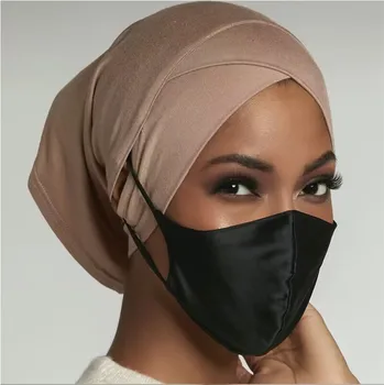 חדש רכה מודאלית המוסלמים טורבן כובע נשים גמיש כיסוי מלא הפנימי חיג ' אב כמוסות עם חור האוזן האסלאמית Underscarf בונט כובע Mujer