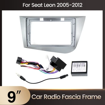 9 אינץ ' רדיו במכונית Fascia על מושב ליאון 2005-2012 דש הר ערכת סטריאו, DVD פאנל מסגרת מושב Leon16Pin כבל החשמל Canbus