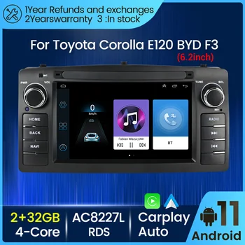 לרכב DVD ניווט GPS 2 Din אנדרואיד 11 עבור טויוטה קורולה E120 BYD F3 Autoradio סטריאו Carplay תמיכת Dvr Tpm לא Dvd
