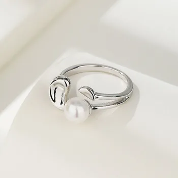 הבארוק פרל בציר S925 הטבעת לנשים עם עיצוב ייחודי מתקדמת אלגנטי מתנה לחברות.