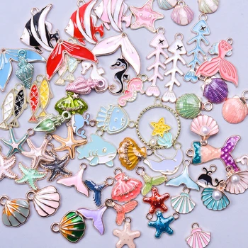 צבעוני קסם אמייל ים אוקיינוס קליפה לערבב Diy עגיל ילדה תליון טיפה שמן סגסוגת הקסם ליצירת תכשיטים צמידים חומרים