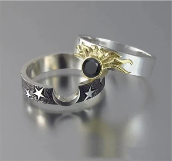 כמה הטבעת אוהב לשלב את טבעת השמש הירח דפוס מעצבים-כוכבים בלילה עבה בצבע כסף הלהקה שחור ריינסטון אביזרי Circlet
