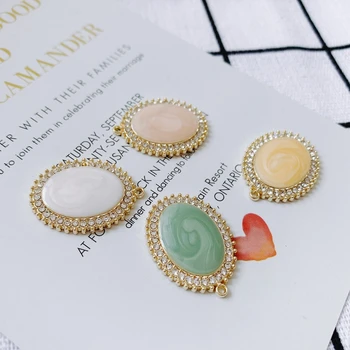 DIY תכשיטים הסיטוניים אביזרים פשוטים אישיות צבעונית טיפה שמן אליפסה קטנה תליון עגיל עגילים חומר אביזרים
