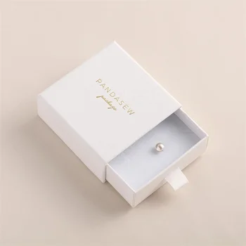 סיטונאי 500pcs/lot תכשיטים מותאמים אישית קופסאות לבן קרטון מגירת תכשיטים קופסת מתנה עם לוגו טבעת צמיד Jewlellery אריזה