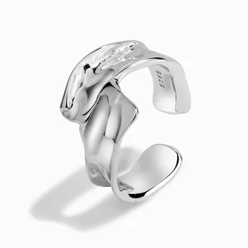 מכירה חמה ביפן ודרום קוריאה S925 כסף סטרלינג אופנה אישיות מגמה נישה עיצוב טבעת פתוחה בדרגה גבוהה מרגיש הטבעת