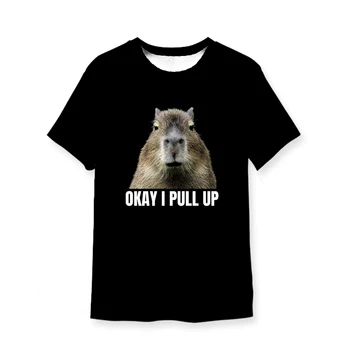 Jumeast Capybaras בסדר אני מעלה גרפי גברים חולצות טריקו שחורים בעלי חיים חמודים יוניסקס באגי חולצת וינטג Y2K טפטוף בגדים Cutecore העליון