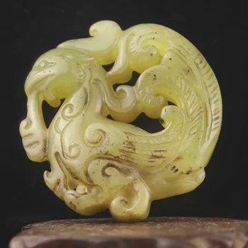 זקן סין טבעי ג ' ייד יד מגולף פסל פיניקס תליון g