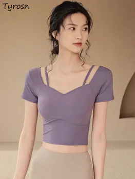 חולצות נשים רזה קצוץ ספורטיבי כל משחק אופנה עיצוב אלגנטי ונעים לנשימה קוריאני סגנון קיץ גבירותיי סקסי מתוק מזדמן