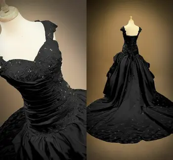 בציר שחור שמלות כלה זמן 2023 גותי החלוק דה marieeSpaghetti רצועות תחרה שמלות כלה בעבודת יד רשמי שמלת הכלה