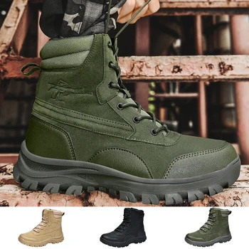 הנעליים הצבאיות לגברים 2023 חיצונית קרסול אתחול אתחול של הצבא זכר בטיחות בעבודה נעלי גברים טקטי של מגפי טיפוס נעלי הליכה