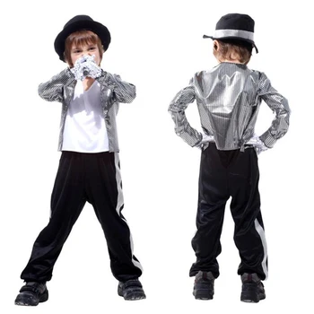 ילדים בנים מייקל ג 'קסון תחפושות קוספליי מסיבת יום הולדת ביצועים המסכות בילי ג' ין כוכב על הבמה, תלבושות