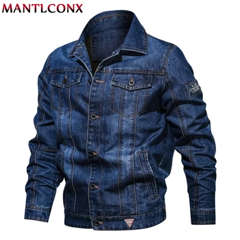 MANTLCONX מוצק של גברים מקרית 'קט ג' ינס בתוספת גודל 6XL איכות קאובוי של הגברים ז 'קט קלאסי אופנה ג' ינס גברים מעיל אביב