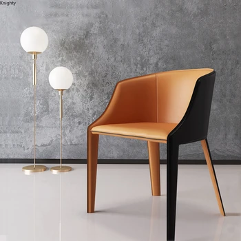 פוסט מודרני יצירתי עור משענת כיסא האוכל הנורדי פנאי כסאות אוכל כורסה ריהוט חדר אוכל כיסא.