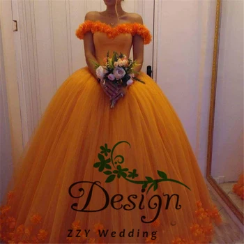 רומנטי הטקס שמלות שמלת נשף נסיכת רומנטי את הכתף פרחים תחרה, אפליקציות Vestido De 15 Anos 16