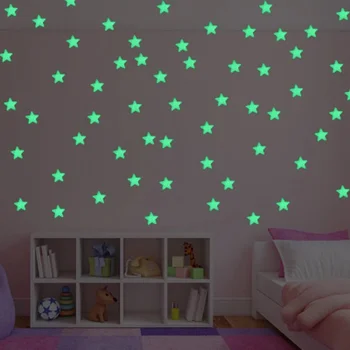 100pcs כוכבים מדבקות קיר עבור חדר ילדים עיצוב חדר השינה זוהר בחושך הארץ מדבקות קיר Noctilucent מדבקות לעיצוב הבית ב-50%
