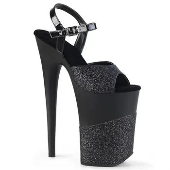 גודל 34-46 שחורים סנדלים 23cm גבוה במיוחד עקב סנדלים סקסיים חשפנית נשים נעלי גלדיאטור פלטפורמה סנדלים מסיבת נעליים