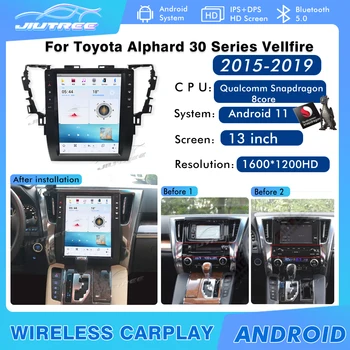 רדיו במכונית 13 אינץ אנדרואיד 11 עבור טויוטה Alphard 30 סדרת Vellfire 2015-2019 אנכי מסך MultimediaGPS ניווט יחידת הראש