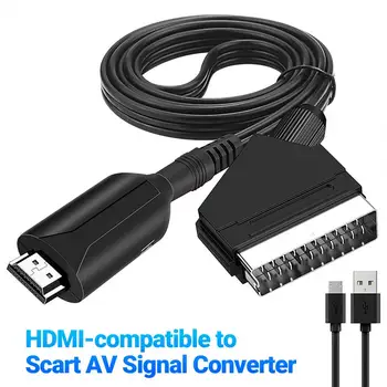 צריכת חשמל נמוכה וידאו, אודיו מתאם Mini ברזולוציה גבוהה-HDMI תואם Scart AV אות ממיר עם כבל USB עבור נגן DVD