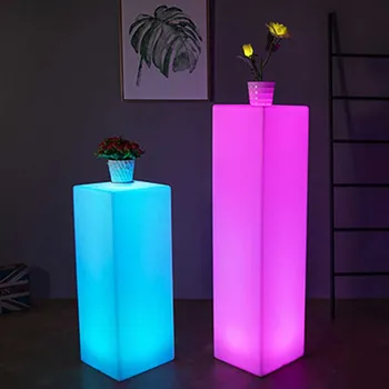 LED מודרנית Squre טור מנורות השולחן צבע RGB אורות עומד מבטא נטענת השינה, שולחן צד w/Remote