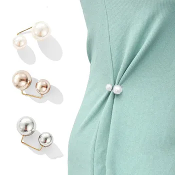נשים אופנה הידוק החגורה Pin כפול פרל סיכות לנשים מתכת הדש סיכת סיכה סיכות סוודר החולצה סוודר הסיכה.