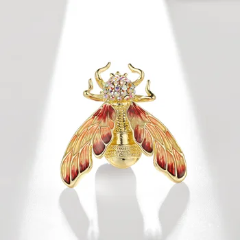 צבעוני כנפיים אמייל דבורה סיכות לגברים נשים זוהר קריסטל ציקדה חרקים מסיבת סיבתי סיכה סיכת מתנה צבע זהב תכשיטים