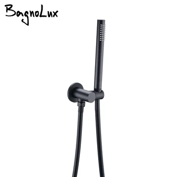 Bagnolux נחושת משנה עגולים שחורים כף יד ראש מקלחת PVC צינור מחבר מתכוונן קיר בעל האמבטיה Accessorries