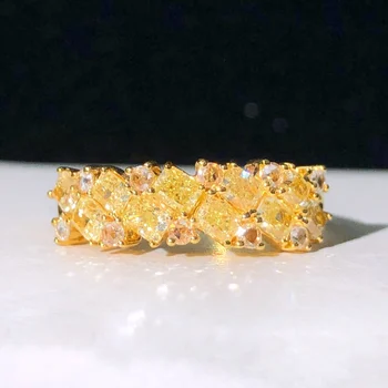 1.143 ct יהלומים צהובים טבעות זהב יהלומים חתונה אירוסין נקבה טבעות לנשים בסדר יהלומים טבעת