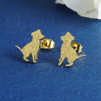 חדש ניצוץ חיות מחמד כלב שחור רוז K צבע זהב עגילי כירורגית 316L פלדה אל חלד חיה תכשיטים עבור אישה מתנות חג המולד