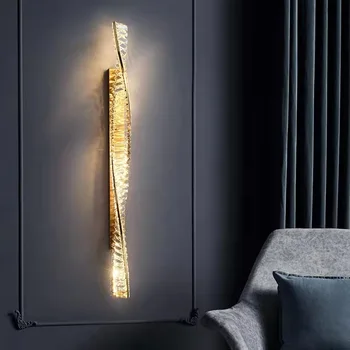 נורדי זהב יוקרה ברק מנורת קיר יצירתי ספירלת קריסטל אורות קיר עבור חדר השינה ליד המיטה קישוט מקורה תאורה
