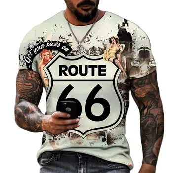 אופנה 66 כביש חולצה לגברים הדפסת 3d נסיעות גברים 66 כביש חולצת רכיבה שרוול קצר מנופחים מקסימום חולצת טריקו בגדי גברים