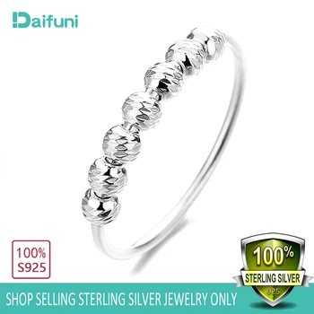 Daifuni 925 כסף סטרלינג ייחודי לסובב בחופשיות חרוזים הטבעת לאישה נגד חרדה מתעצבן מגמת ההגירה תכשיטי אופנה יומית מתנות