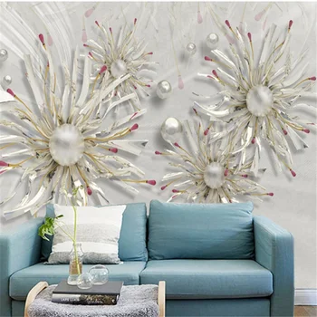 wellyu מותאם אישית בקנה מידה גדול ציור קיר מודרני אסתטית תלת ממדית תכשיטי פרחים אור יוקרה טלוויזיה ספה רקע טפט