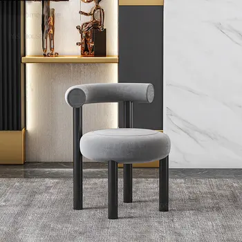 מודרני מינימליסטי מעצב קטיפה כסאות אוכל פנאי הלבשה הכיסא נורדי קרם סגנון בחזרה כסאות ריהוט חדר האוכל