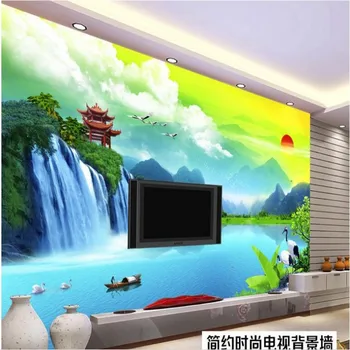 wellyu מותאם אישית בקנה מידה גדול, ציורי נוף גווילין נוף מפלים ליאנג הנהר Qingyun הטלוויזיה רקע קיר טפט