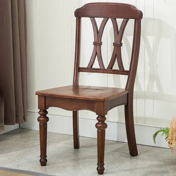 נורדי האוכל כיסא במטבח אמריקאי עץ כסאות אוכל טרקלין ההגירה משענת הכיסא הביתה מסעדה משענת כיסא מעור