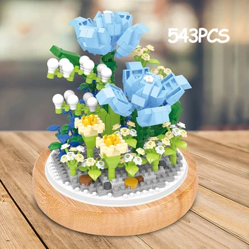 מודל 3D DIY יהלום בלוקים לבנים סימולציה בניין פרח בונסאי קישוט הרכבה יצירתי צעצוע מתנות לילדים