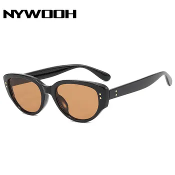 NYHOOW עין חתול משקפי שמש נשים עיצוב קלאסי שחור לבן, משקפי שמש גברים בציר נהיגה משקפי גוונים UV400 המראה