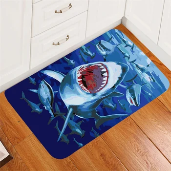 CLOOCL אופנתי שטיחים לחדר ילדים שטיחים קישוט במעמקי הים כריש גרפי הדפסת 3D בפלאש השטיח החלקה לשטיח רב-גודל